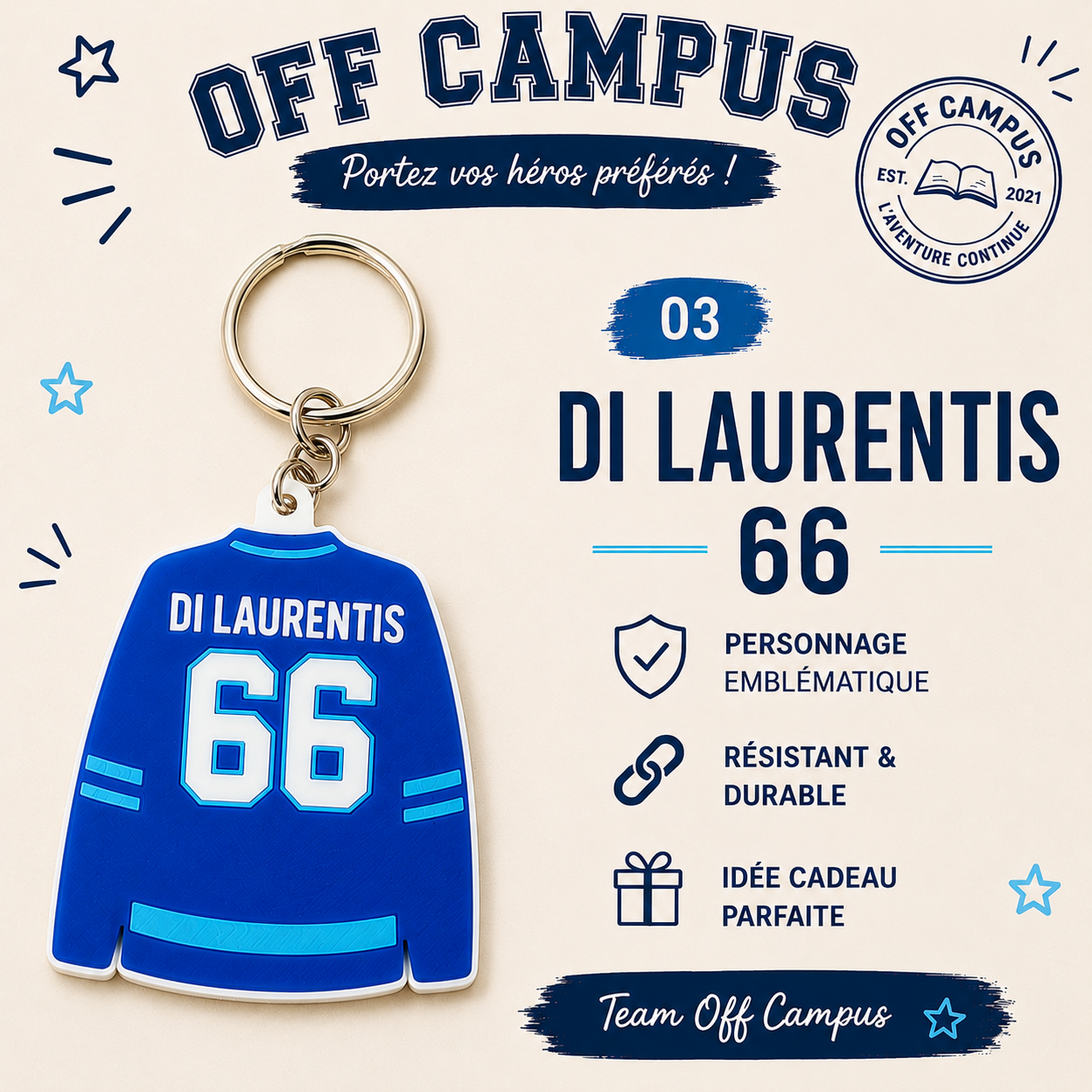 Porte-clé Maillot Hockey Personnalisé 🏒💙