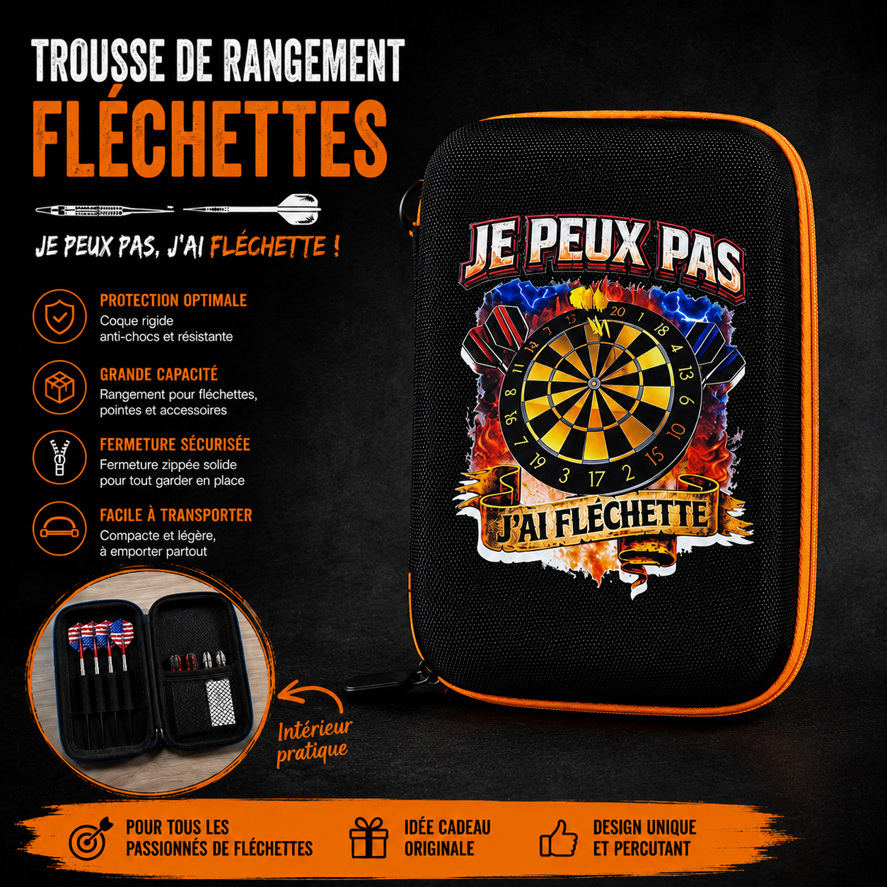 🎯🎒 Trousse rigide fléchettes