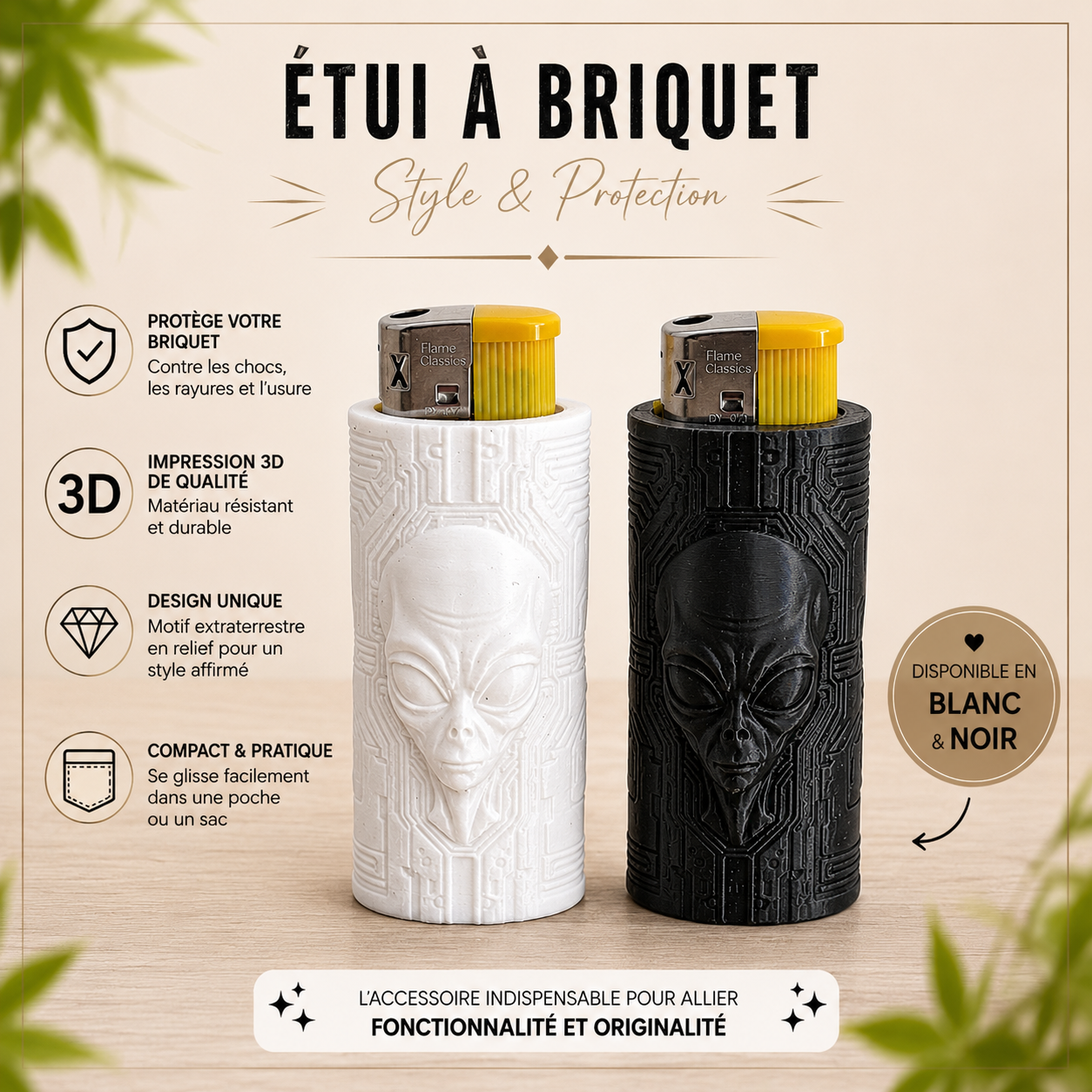 Étui de Briquet Original avec briquet – Impression 3D Alien