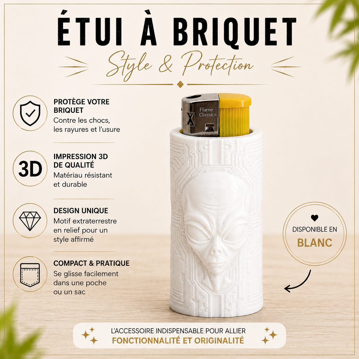 Étui de Briquet Original avec briquet – Impression 3D Alien