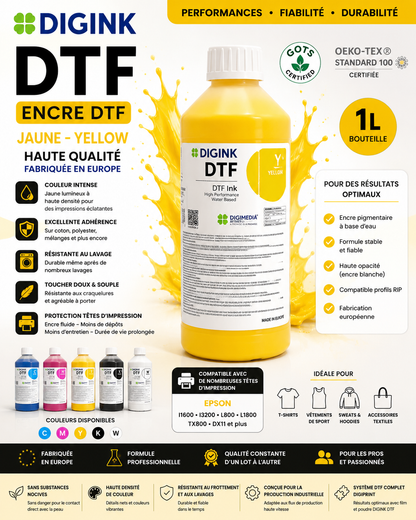 Encre DTF DIGINK – 1 L – Haute qualité – Fabriquée en Europe