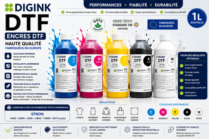 Encre DTF DIGINK – 1 L – Haute qualité – Fabriquée en Europe