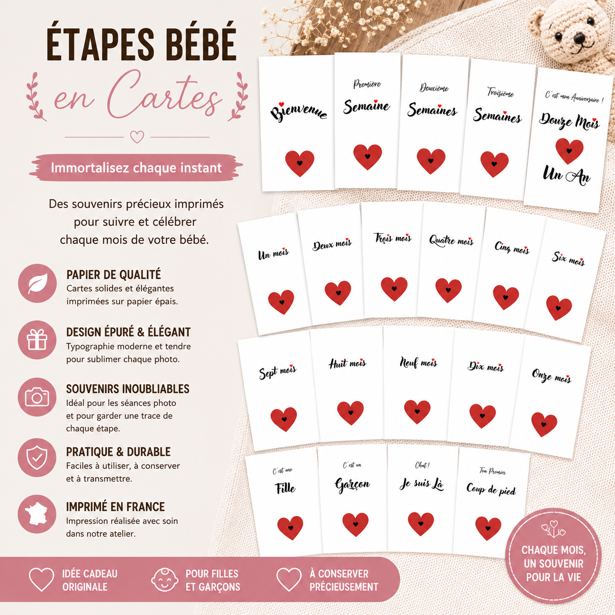 Baby Milestone Cards - Heart