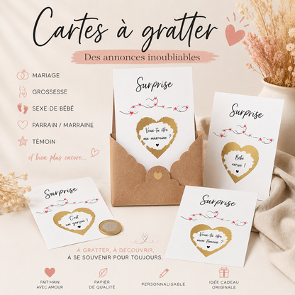 Scratch cards - personalized announcement - red heart