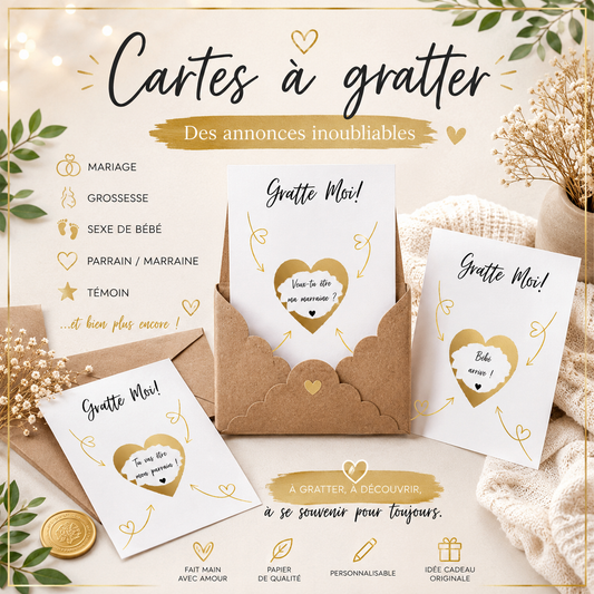 Scratch cards - personalised gold announcement