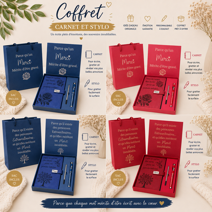 ✨ "Thank You" Gift Set – Engraved Notebook & Pen with Message Box