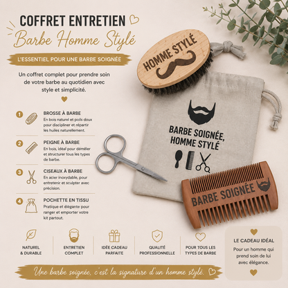 🧔 Coffret d’Entretien Barbe – "Homme Stylé"
