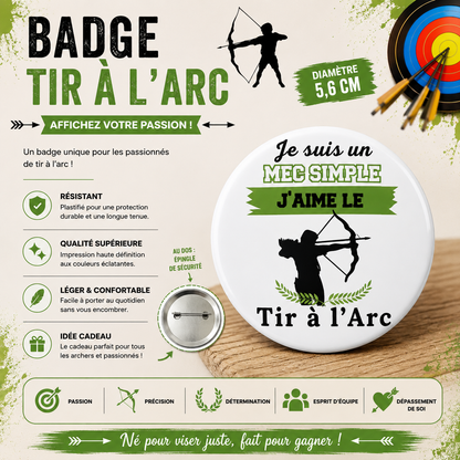 Glossy Laminated Button Badge 56mm - Archery Theme
