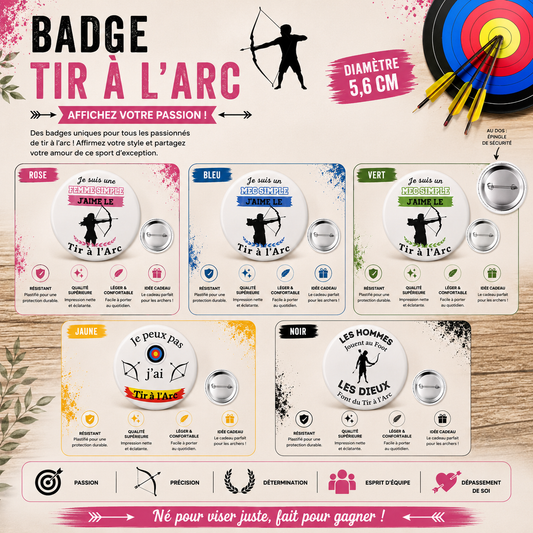 Glossy Laminated Button Badge 56mm - Archery Theme