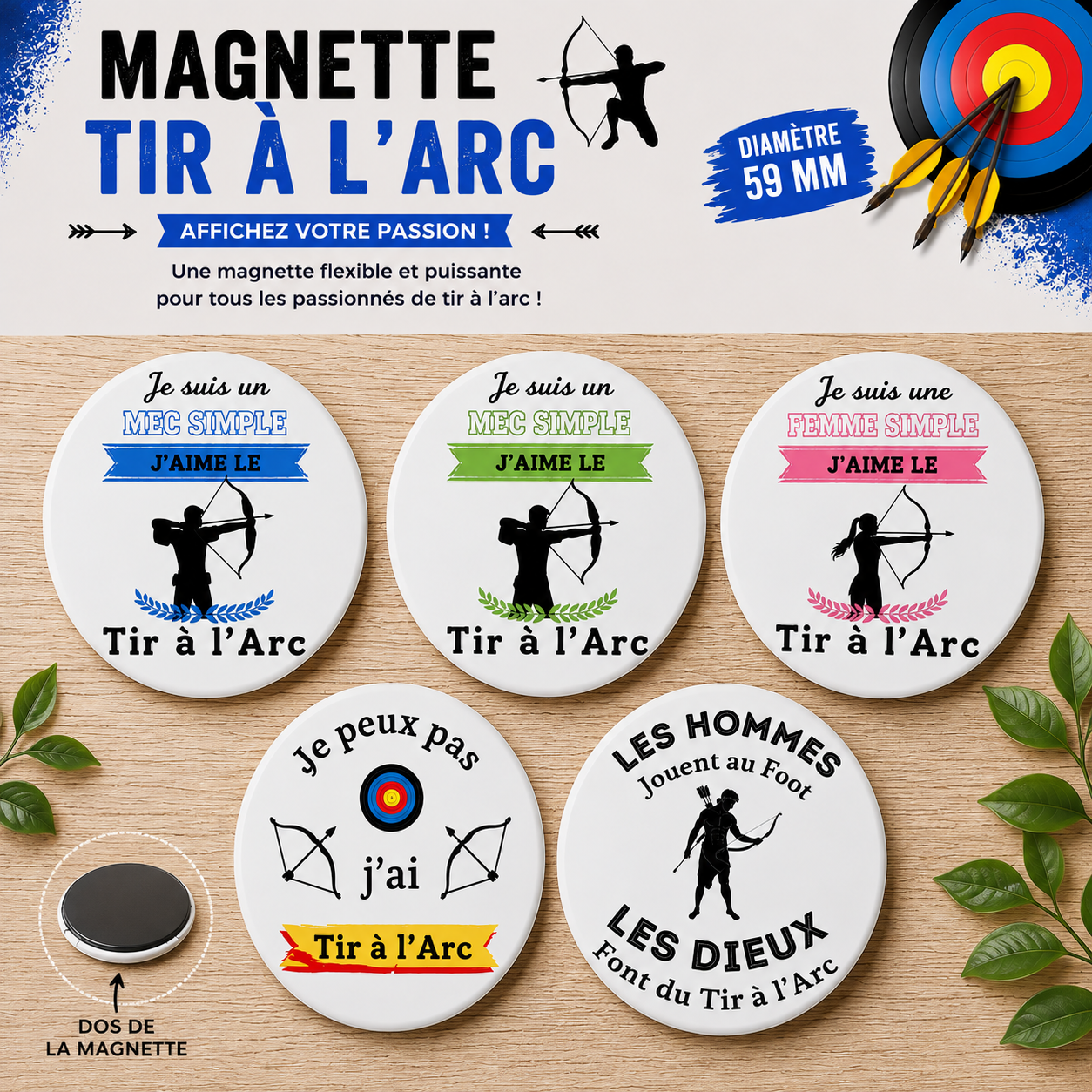 Glossy Rigid Fridge Magnet 59mm - Archery Theme