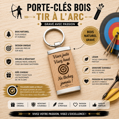 🏹 Engraved Wooden Keychain - "Archery" Collection (Choice of Shapes and Designs)
