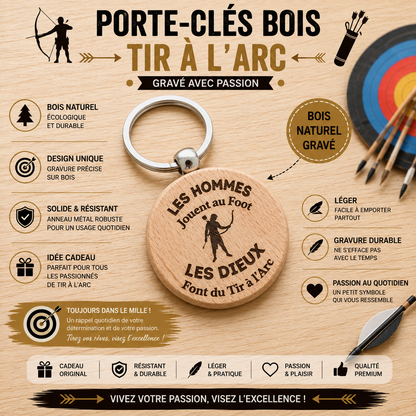 🏹 Engraved Wooden Keychain - "Archery" Collection (Choice of Shapes and Designs)