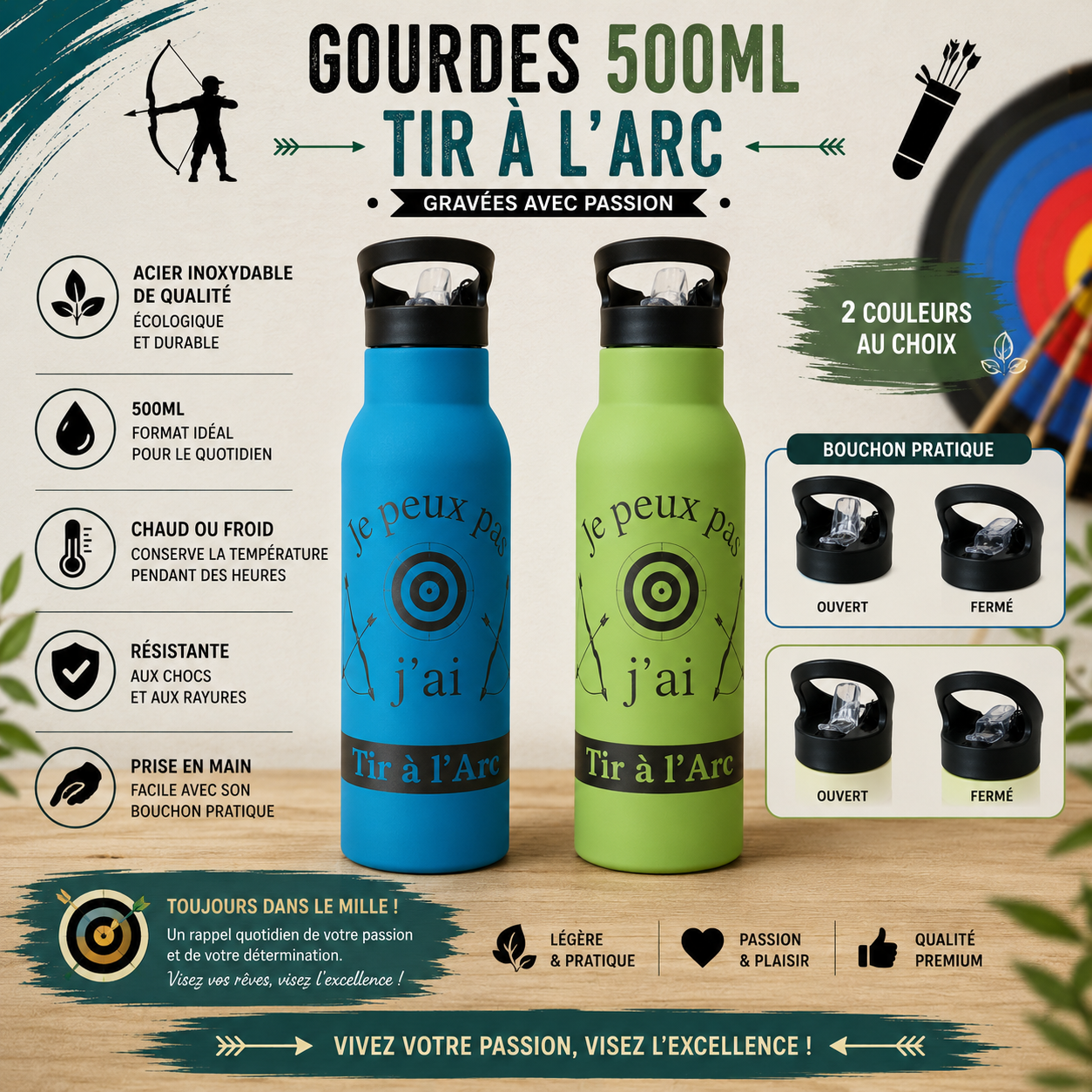 🏹 Personalized Water Bottle - "Archery" Collection I can't I have archery