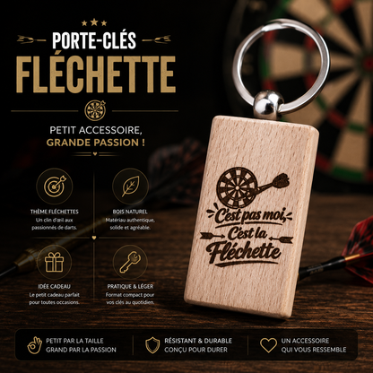 🎯 Engraved Wooden Keychain – Darts Theme