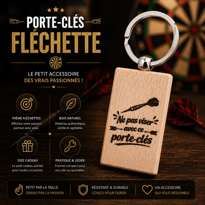 🎯 Engraved Wooden Keychain – Darts Theme
