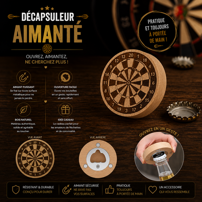 🍺 Wooden Magnetic Bottle Opener – Dart Board
