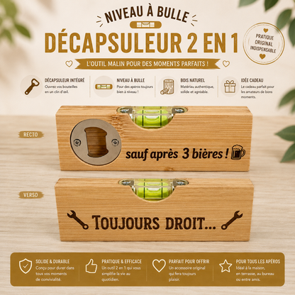 Engraved bamboo spirit level – bottle opener option
