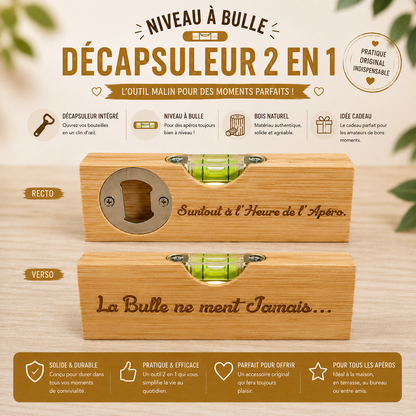 Engraved bamboo spirit level – bottle opener option