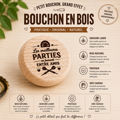 🍷 Bouchon de vin en bois – Thème Fléchettes