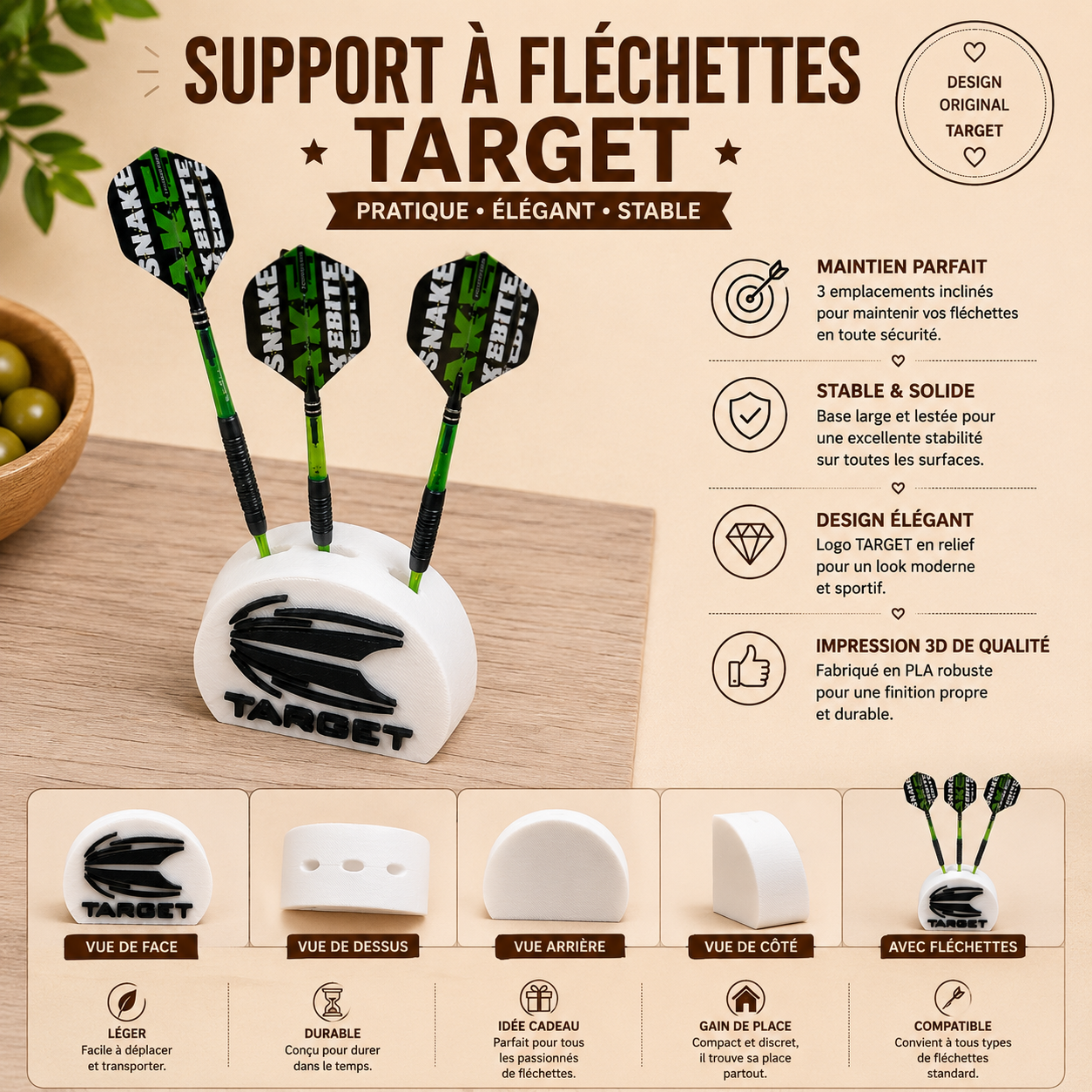 🎯 White Dartboard Surround – TARGET Design