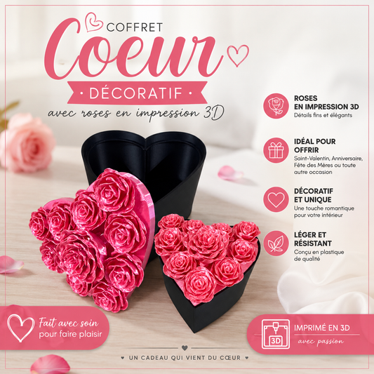 Decorative heart box with roses (3D print)