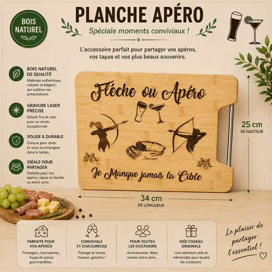 🏹 Engraved Bamboo Cutting Board - "Archery & Conviviality" Collection