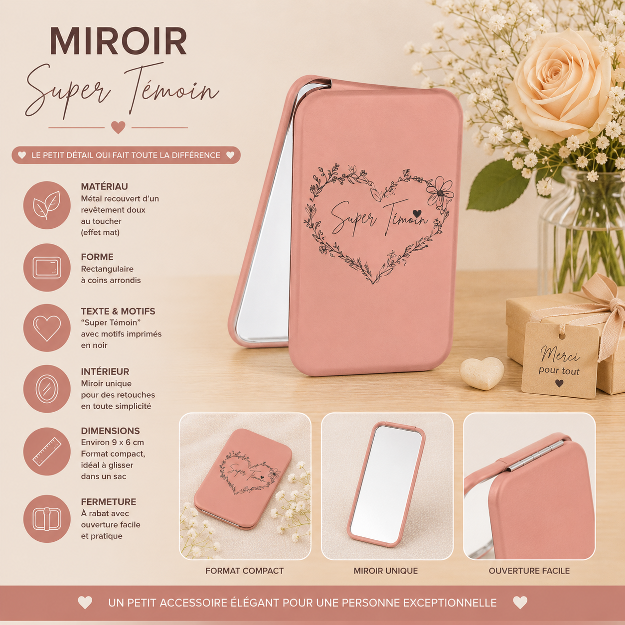 💄 Personalized Pocket Mirror – "Super Bridesmaid"
