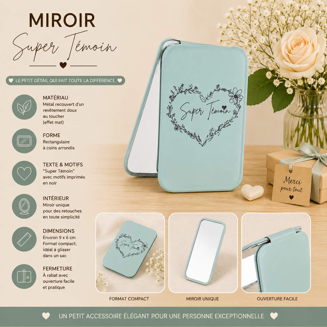 💄 Personalized Pocket Mirror – "Super Bridesmaid"