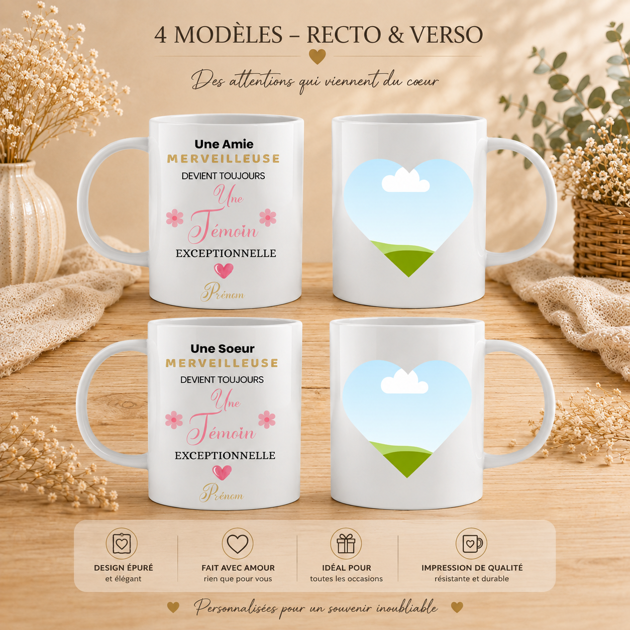 ☕ Personalized Mug – Exceptional Bridesmaid 💍
