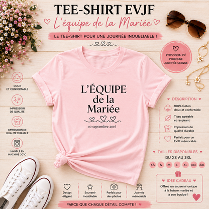 👯‍♀️ Personalized Bride Squad T-shirt – With Date | Classy Bachelorette Party