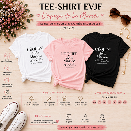 👯‍♀️ Personalized Bride Squad T-shirt – With Date | Classy Bachelorette Party