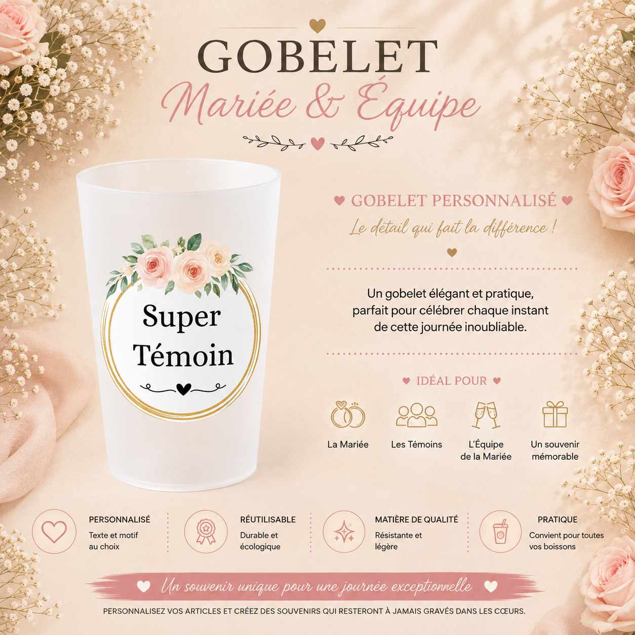 🥂 Personalized Wedding Cup – Bride Squad 💍