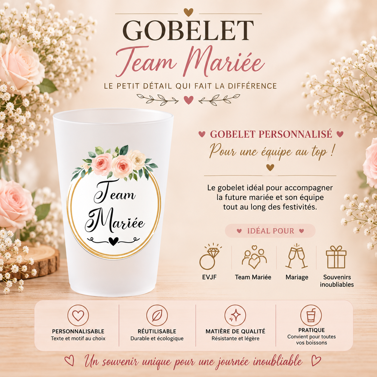 🥂 Personalized Wedding Cup – Bride Squad 💍