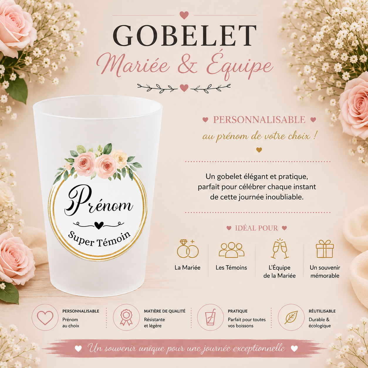 🥂 Personalized Wedding Cup – Bride Squad 💍