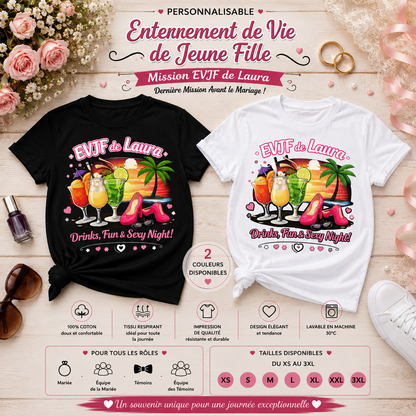 🌴 Custom Bachelorette T-shirt – Drinks, Fun & Sexy Night