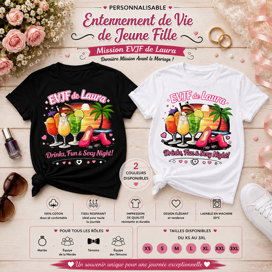 🌴 Custom Bachelorette T-shirt – Drinks, Fun & Sexy Night