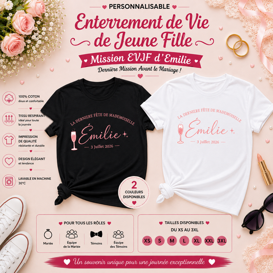 👰‍♀️ Personalized Bachelorette Party T-shirt – Miss [Name]'s Last Party | Name & Date