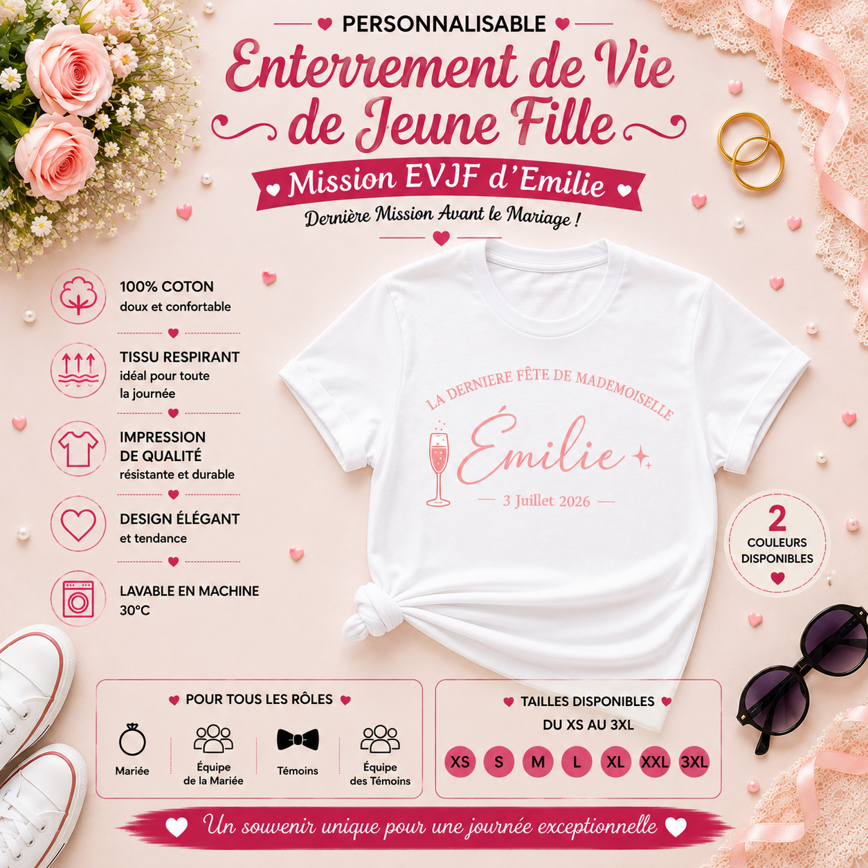 👰‍♀️ Personalized Bachelorette Party T-shirt – Miss [Name]'s Last Party | Name & Date