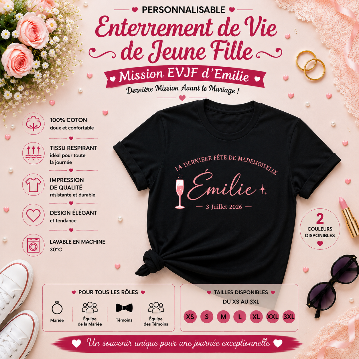 👰‍♀️ Personalized Bachelorette Party T-shirt – Miss [Name]'s Last Party | Name & Date