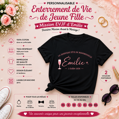 👰‍♀️ Personalized Bachelorette Party T-shirt – Miss [Name]'s Last Party | Name & Date