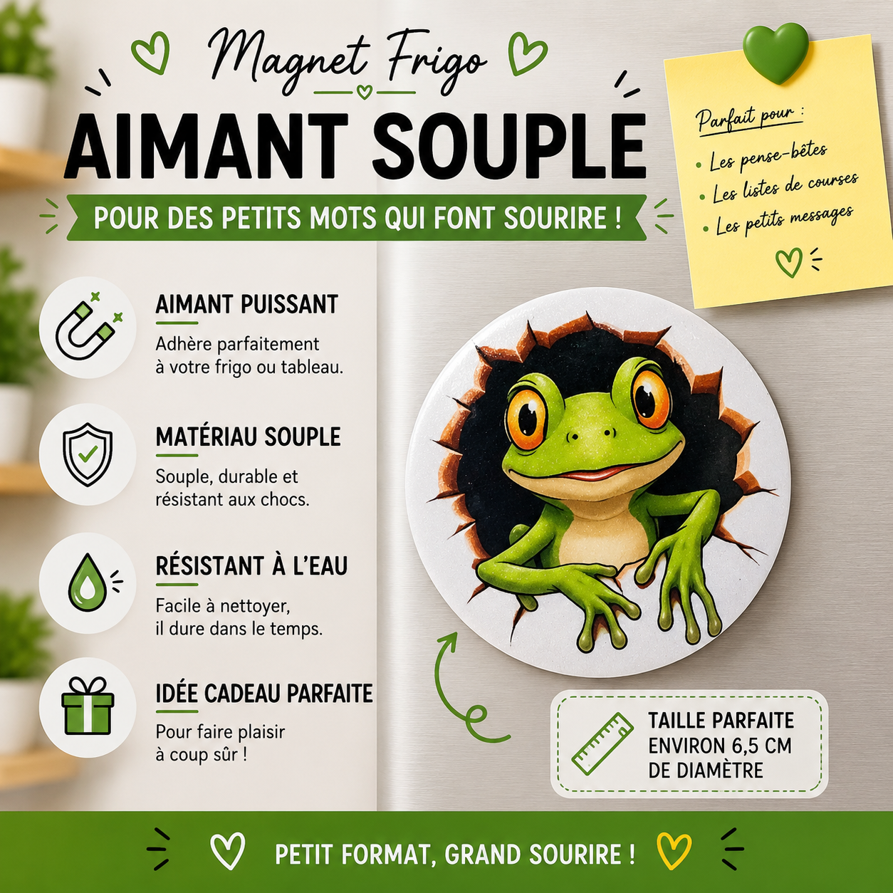 🧲🐸 Frog Magnet – Ripped Wall Effect – 6.5 cm