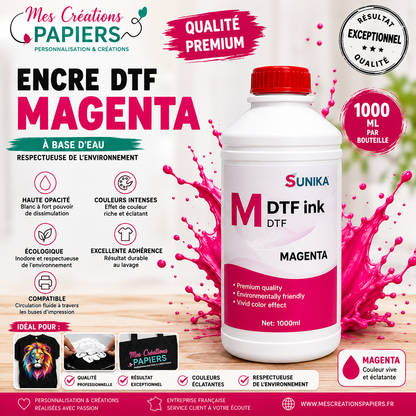 Encre DTF Premium 1000 ml – C/M/Y/W/BK