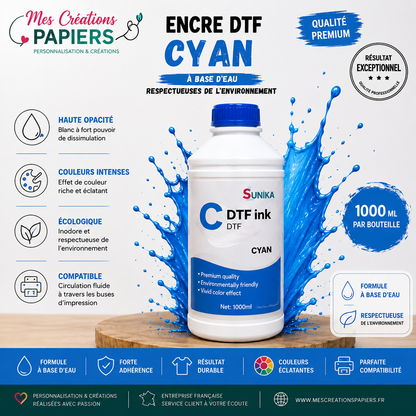 Encre DTF Premium 1000 ml – C/M/Y/W/BK