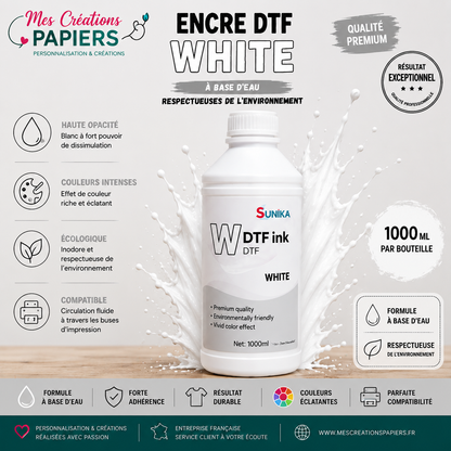 Encre DTF Premium 1000 ml – C/M/Y/W/BK