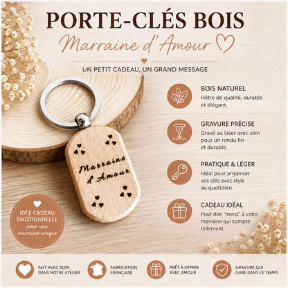 Porte-clés en bois "d’Amour" – Cadeau personnalisé et plein de tendresse