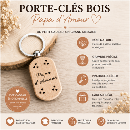 Porte-clés en bois "d’Amour" – Cadeau personnalisé et plein de tendresse