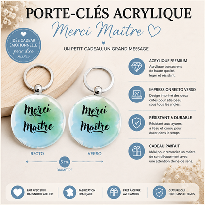 Porte clé Maitre ou Maitresse recto/verso