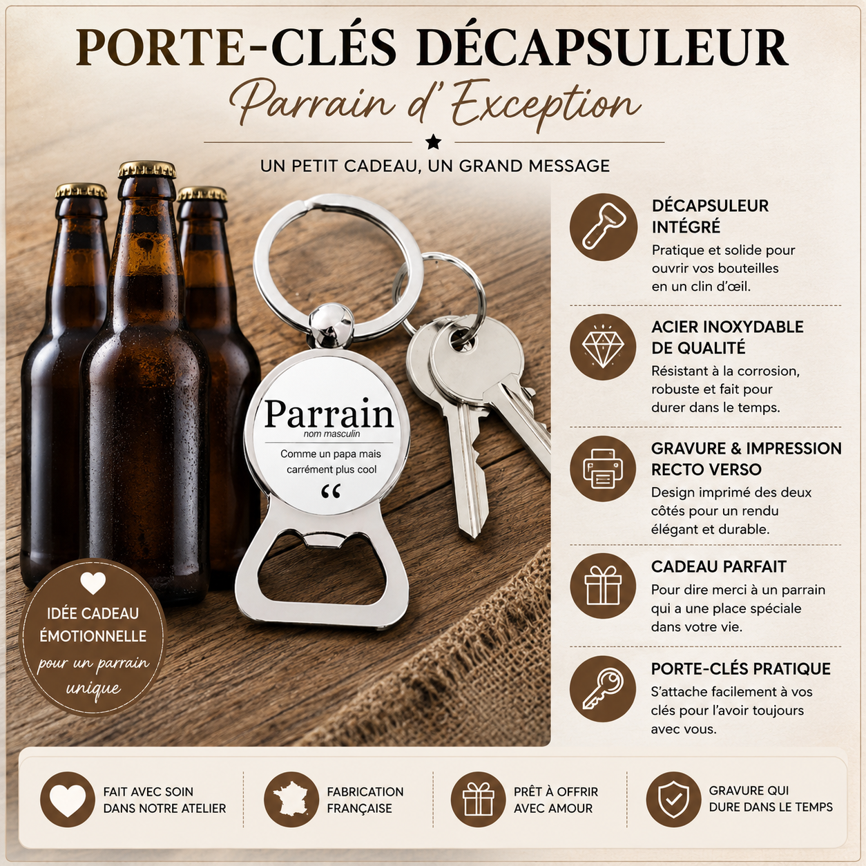 Round Bottle Opener Keychain