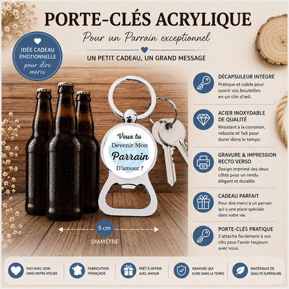 Round Bottle Opener Keychain