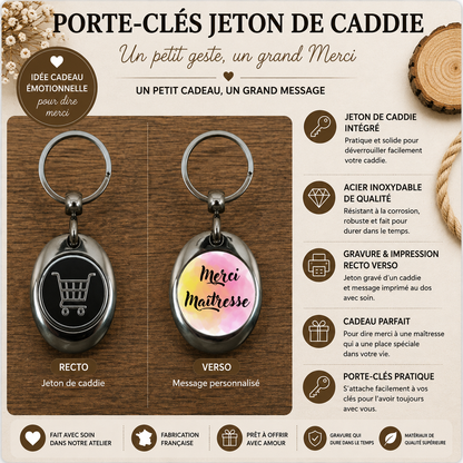 Porte clé jeton de caddie Maitre et Maitresse